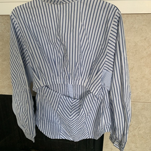 Anthropologie Maeve Stripe Long-Sleeve Cut-Out Shirt Size M $60 - Picture 7 of 7